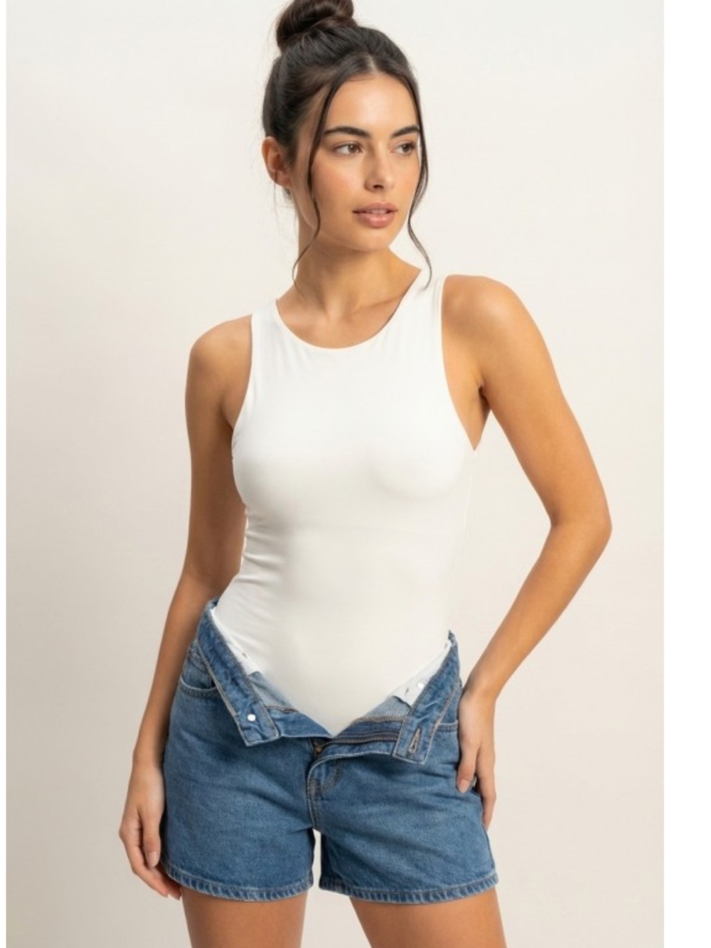 HYFVE Off White Tank Top Sleeveless Bodysuit Small